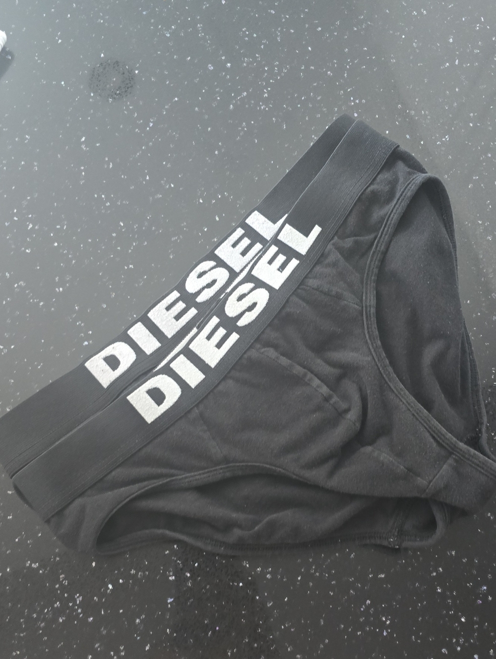 2 Diesel Black Briefs with Bold White Logo Waistband